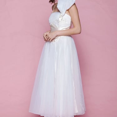asymmetrical princess dress dance performance prom evening midi tea length sheer vintage 80s EXTRA SMALL XS 