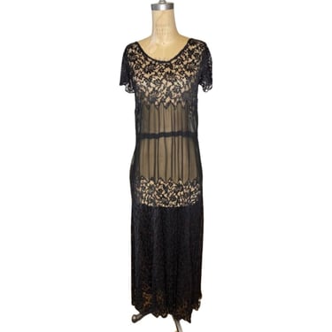 1930s lace and chiffon dress 