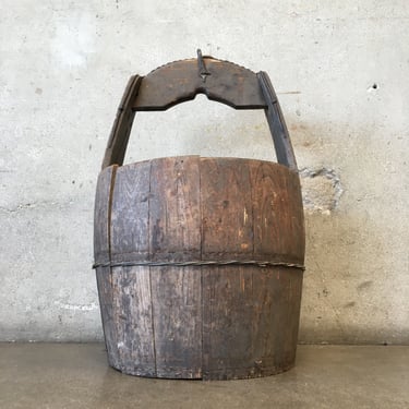 Vintage Wooden Well Bucket