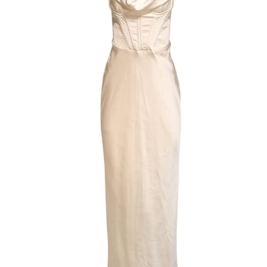 House of CB - Ivory Cowl Neckline Corset Bodice Sleeveless Dress Sz L