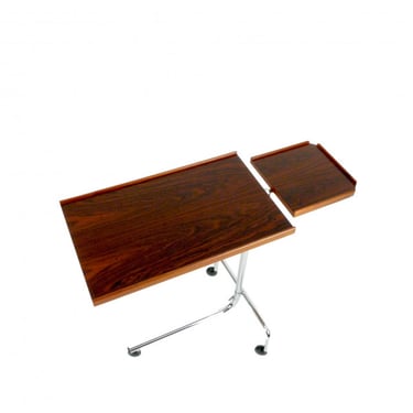 Danish Rosewood Adjustable Rolling Tray Table