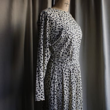 Leopard Dress / Long Sleeve Animal Print Maxi / Women's Medium 