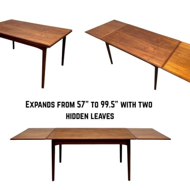 DANISH Mid Century Modern Teak DINING TABLE, Hidden Leaves, c. 1960’s 