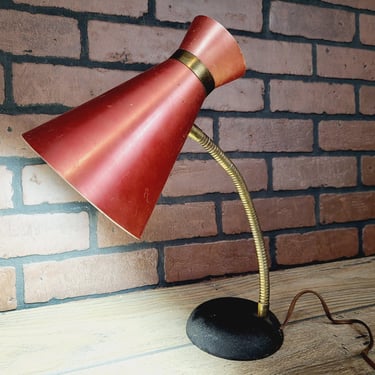 MCM Mid Century Modern Pink Gooseneck Lamp 