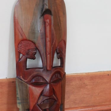 African Art Mask Kenya Hand Carved Tribal Sculpture Wood 