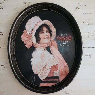 1972 Vintage Coca-Cola Tin Tray Victorian Woman 