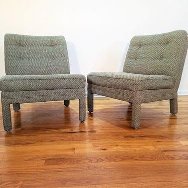 Mid Century Pair of Slipper Chairs 