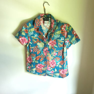 Vintage 1990's Y2K Sag Harbor Floral Fitted Blouse / S to M / 