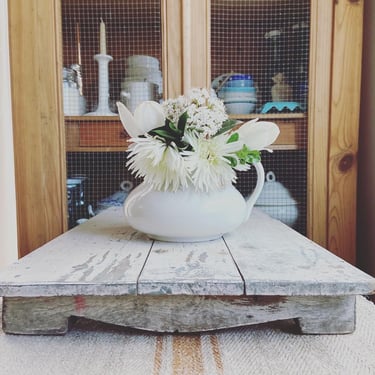 Beautiful rustic farmhouse vintage French wooden pedestal, riser 