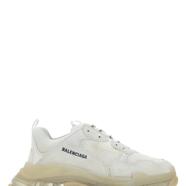 BALENCIAGA MAN White Synthetic Leather And Fabric Triple S Sneakers
