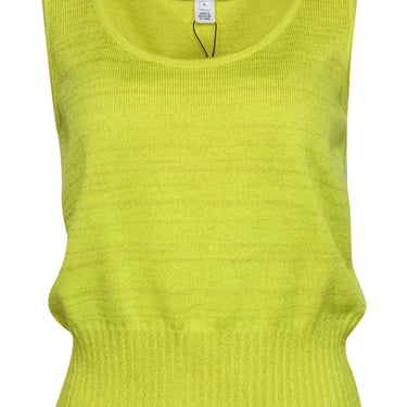 St. John - Neon Yellow Sparkly Sleeveless Sweater Sz S