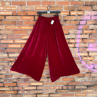 vintage 60s red velvet wide leg trousers / 24