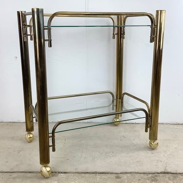 MCM Style Brass and Glass Bar Cart 