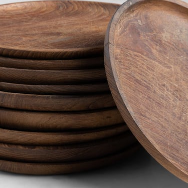 Set of (10) Wooden Platters