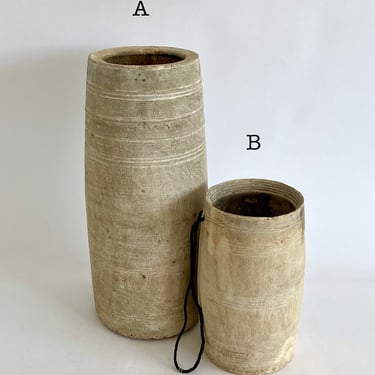 Rustic Bleached Wood Vessel Vase Jug 