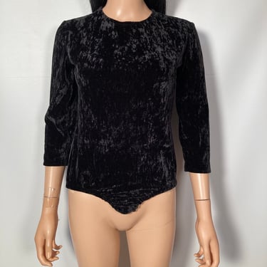 Vintage Crushed Velvet Bodysuit Size XS Short Torso 