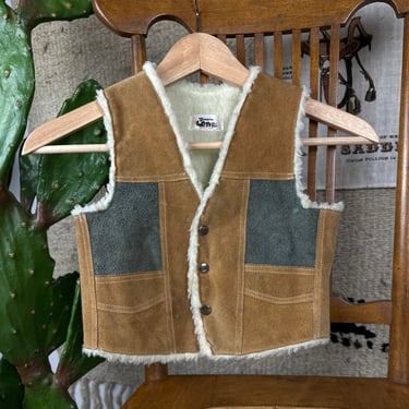 Vintage Kid’s Pioneer Wear Style  Suede & Shearling / Sherpa Vest 