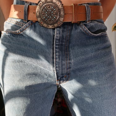 Vintage Leather Southwest Style Buckle Belt