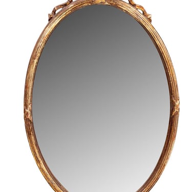 Oval Gilt Mirror with Bow Crown