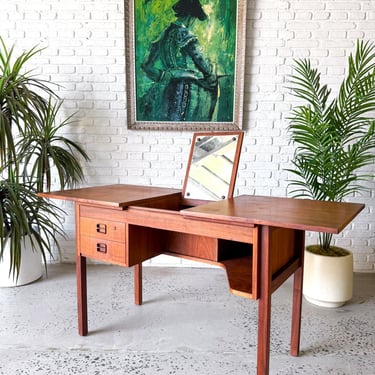 Mid-Century Modern Teak Desk / Vanity by Maurice Villency circa 1960s