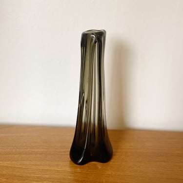 Smokey Blown Glass Stem Vase