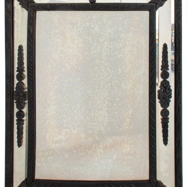 Venetian Carved Ebonized Wood Mirror, 19th C.