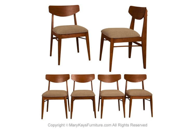 Mid-Century Walnut Dining Chairs New Upholstery 