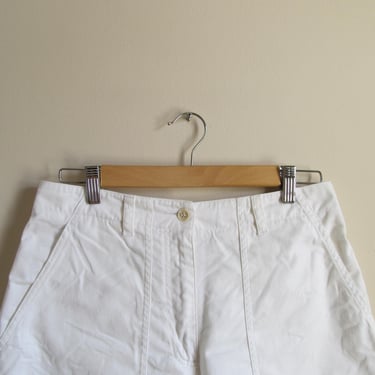 90s White High Waist Twill Cargo Shorts M 30 Waist 