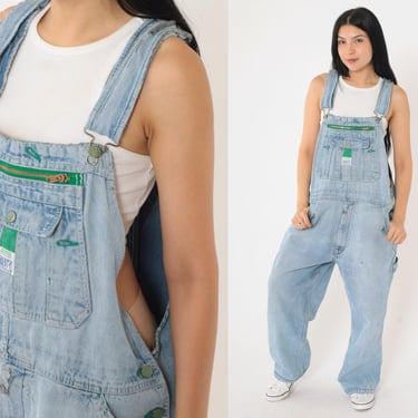 Liberty Jean Overalls 00s Denim Overall Pants Blue Coveralls Work Wear Baggy Dungarees Distressed Vintage Y2K Men's 40 x 28 