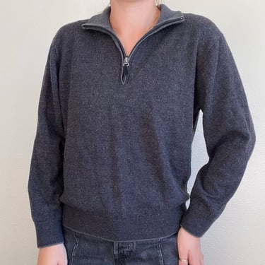 Raffi Mens Charcoal Gray Extra Fine Merino Wool Quarter Zip Sweater Sz XL 