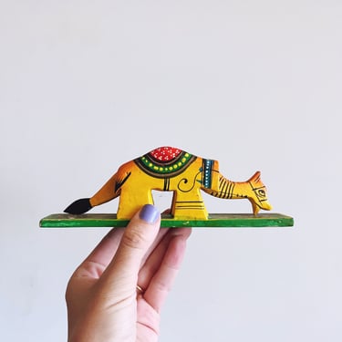 Vintage Indian Wooden Camel Toy 