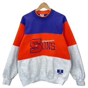 Vintage 90's Phoenix Suns Embroidered Color Block Crewneck Sweatshirt Large EUC