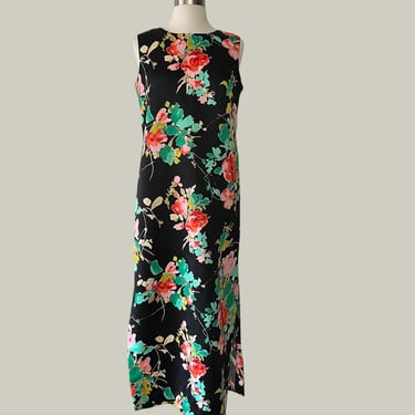 Vintage 70s Hawaiian Maxi Dress, Vintage Size 10 