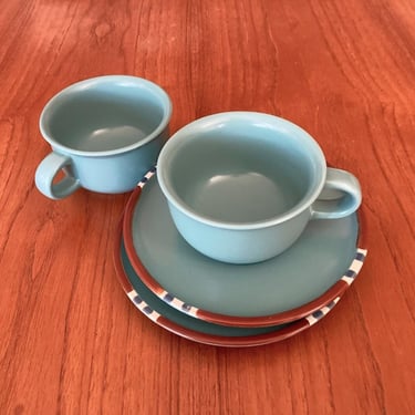 dansk Mesa turquoise cup and saucer set of 2 