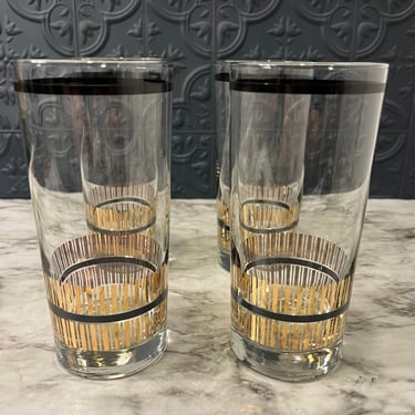 Libbey Black and Gold Tumblers x 4