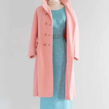 Darling 1960's Pale Pink Wool Coat By Dan Millstein / ML