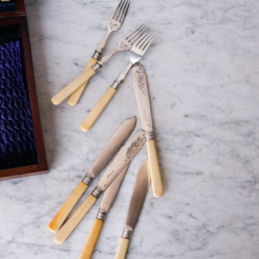 Match Bone Fish Fork and Knife Set of 24 | Dated 1897