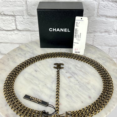 Vintage Chanel 90's 3 Strand Chain Belt, Gold Tone