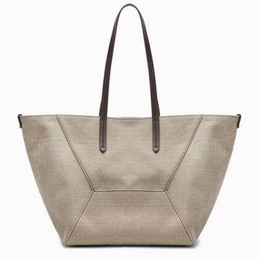 Brunello Cucinelli Rope-Coloured Shopper Bag In Cotton And Linen Women
