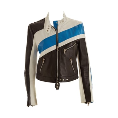 Dolce &amp; Gabbana Blue Motorcycle Jacket