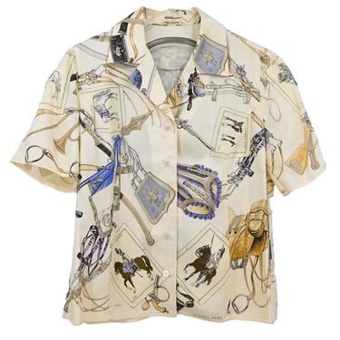 Hermes Short Sleeve Shirt Blouse White #38
