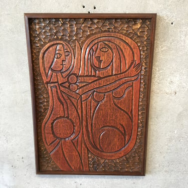 1960's Picasso Inspired &quot;Girl Before Mirror&quot; Carving
