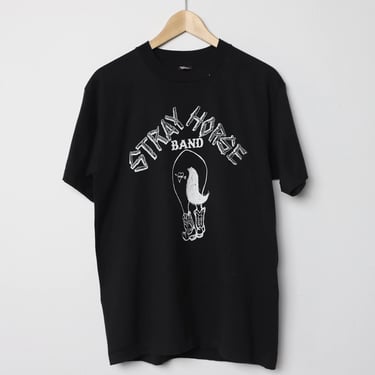 vintage 1990s STRAY HORSE tour shirt band shirt 90s black and white music shirt -- size large 