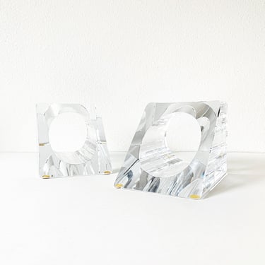 Vintage Architectural Glass Bookend Set 