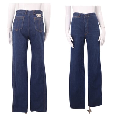 70s RAG CITY BLUES high waisted dark denim jeans 28  / vintage 1970s straight leg pants bells flares sz 6-8 
