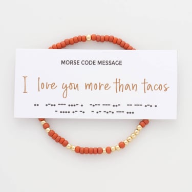 I Love You More Than Tacos Morse Code Bracelet, Secret Message Jewelry, Anniversary Gift, Unique Gift for Taco Lovers, Gift for Foodie 