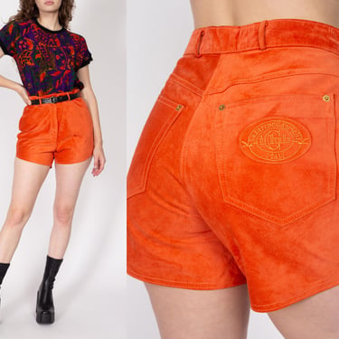 Medium 90s Orange Suede Leather Shorts 29.5