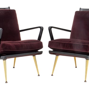 Gio Ponti Style Italian Modernist Armchairs, 2