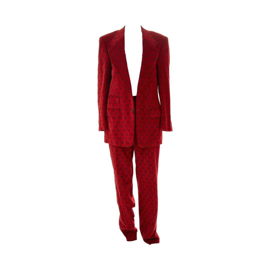 Gucci Red Velvet Logo Suit Treasures of NYC New York, NY