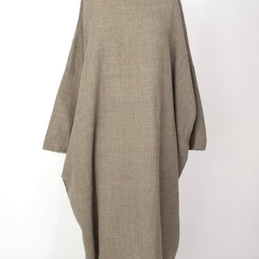 Japanese Neutral Wool Woven Sack Dress